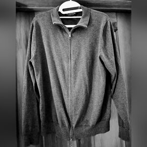 Brooks Brothers Supima Cotton Size M Full Double Zip Cardigan Sweater  Gray